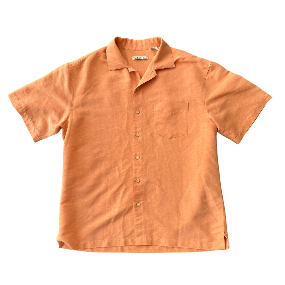 Batik Bay Short Sleeve Button Up Camp Shirt Peach Hawaiian Beach Men’s Large